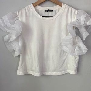 Zara Ruffle Sleeve Crop Top